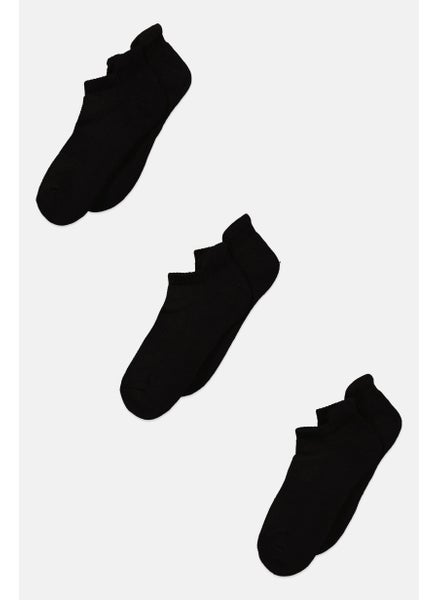 Buy Men 3 Pair Sold Ankle Socks, Black in UAE