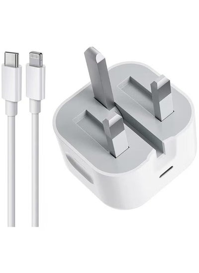 Buy iPhone 20W PD 3.0 USB C Wall Charger Plug with 1M iPhone Fast Charging Cable USB C Fast Charger Charger Cable and Plug, iPhone Fast Charger Compatible with Phone 14 13 12 11 Pro Max Mini X XR Xs 8 in UAE