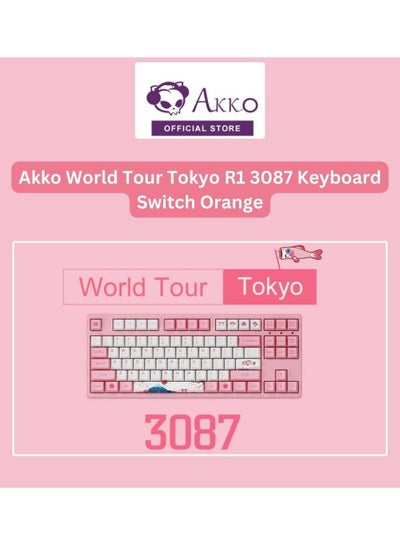 اشتري Akko World Tour Tokyo 3087-Key TKL R1 Wired Gaming Mechanical Keyboard, Programmable with OEM Profiled PBT Dye-Sub Keycaps and N-Key Rollover (Akko 2nd Gen Orange Linear Switch) في الامارات
