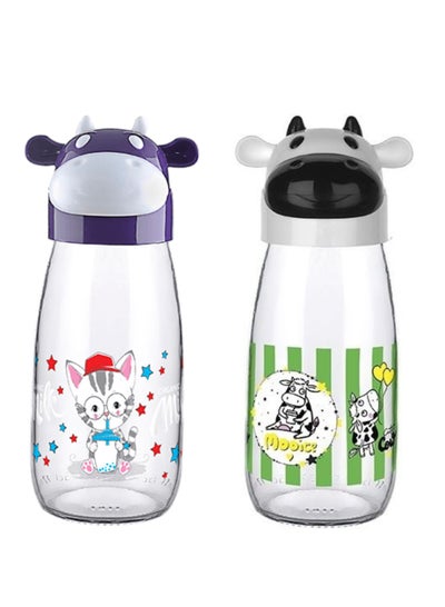 Buy Glass Bottles for Milk or Juice Cow Shaped for Children  2 Small Pieces 250 ML in Saudi Arabia