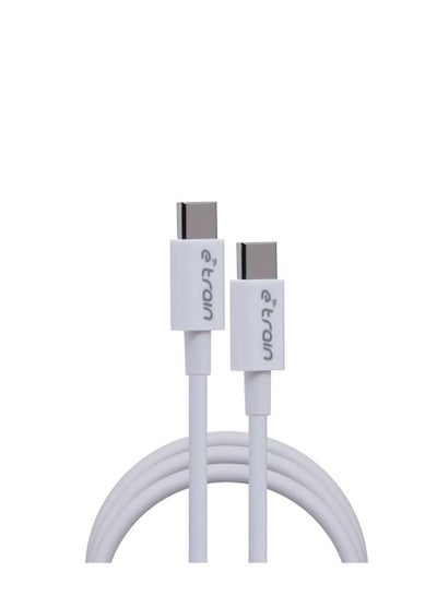 Buy CABLE ETRAIN TYPE C TO TYPE C ULTRA FAST CHARGING UP TO 60 W AND DATA SYNC 1 METER WHITE in Egypt