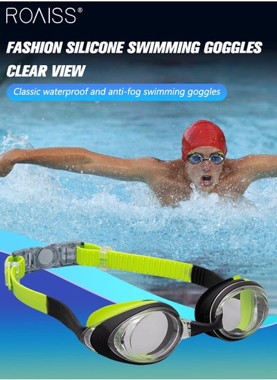 Buy Swim Goggles for Adult with Soft Silicone Gasket, Anti-fog No Leaking Clear Vision Pool Goggles, Swimming Glasses for Men Women, Black and Green in Saudi Arabia