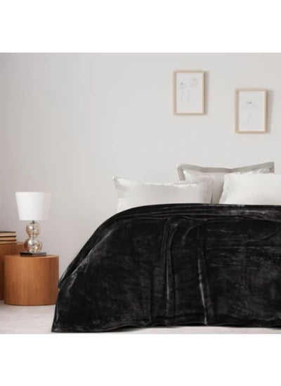 Buy Velvet Blanket 220 x 240 cm-Black in Egypt