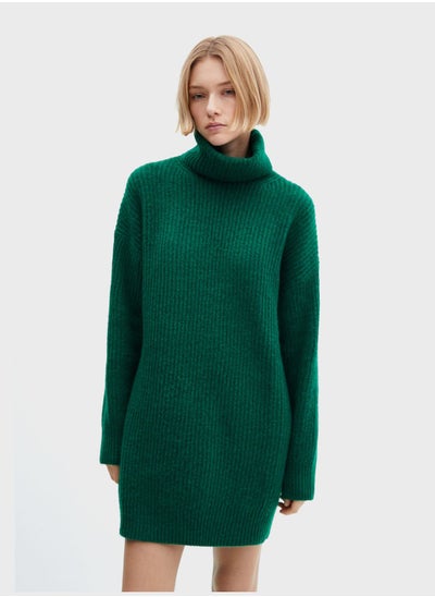 Buy Turtleneck Ribbed Dress in UAE