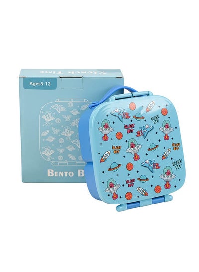 Buy Portable Kids Lunch Box with Food Grade Silicone, 3-Compartment Large Storage Space, Leak proof, Microwave, Dishwasher, Freezer Safe, Bpa-Free, Blue in Saudi Arabia