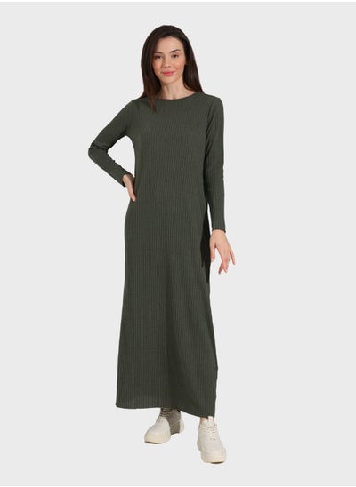 Buy Ribbed Crew Neck Dress in UAE