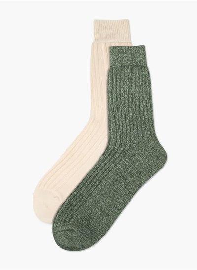 اشتري Ribbed Crew Length Socks - Set of 2 في السعودية