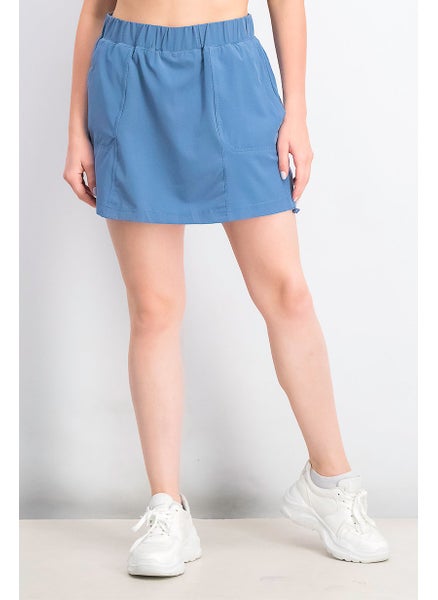 Buy Women Solid Mini Skirt, Blue in Saudi Arabia