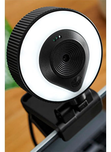 Buy Webcam With Integrated Light And Microphone, Black Combo in UAE