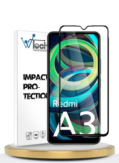 Buy Premium E2E Full Glue Full Cover Tempered Glass Screen Protector For Xiaomi Redmi A3 4G 2024 Clear/Black in Saudi Arabia