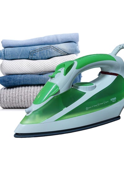 Buy Home Gold Steam Iron for Effortless Ironing with Rapid Heat, Dual Modes, Advanced Safety Features - 2600W, Ceramic Coating, Variable Steam Control, HG-2058 (Green) in Egypt