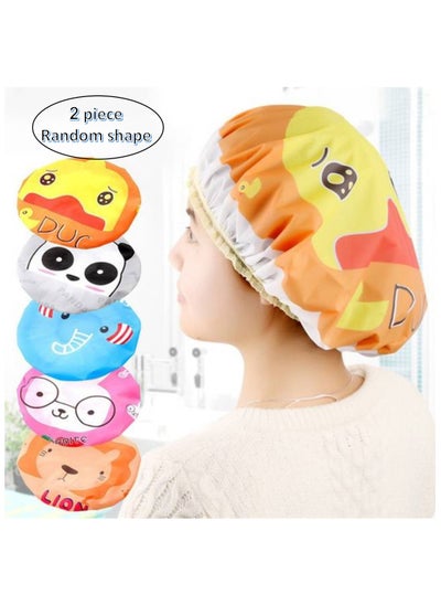 اشتري 2 Pieces Waterproof Bathing Caps for Women and Kids - Multi Color Random Patterns في مصر