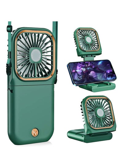 Buy Portable Handheld Fan, Foldable USB Rechargeable Fan for Home Office Outdoor Travel, 3000mAh Power Bank Hands Free Cooling Fan (Green) in Saudi Arabia