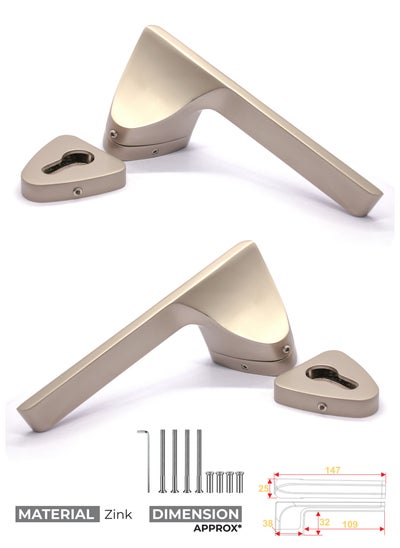 Buy Mortise Zinc Door Handle (W-2003 SATIN) in Saudi Arabia