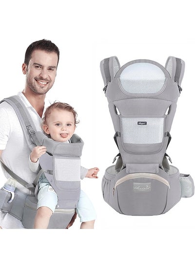 Buy Beauenty Multifunction Baby Strap Waist Stool Hip Seat Baby Carrier, Suitable For 0-36 Months Baby,6 in 1 Carrying Mode,Adjustable Size, Very Suitable For Hiking Shopping Trip (Grey) in Saudi Arabia