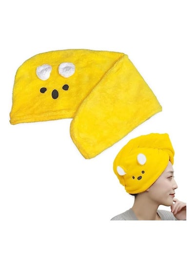 Buy hanso Rabbit-Shaped Microfiber Hair Drying Cap - Quick Drying, Gentle Care, and Fun Design hair turbans for wet hair, curly hair, hair drying towel (Yellow) in Egypt