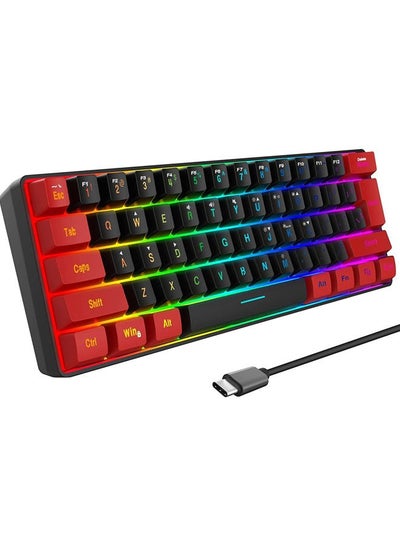 Buy 60% Wired Gaming Keyboard,True RGB Mini Keyboard, Waterproof Small Compact 61 Keys Keyboard for PC/Mac Gamer, Typist, Travel, Easy to Carry on Business Trip in UAE