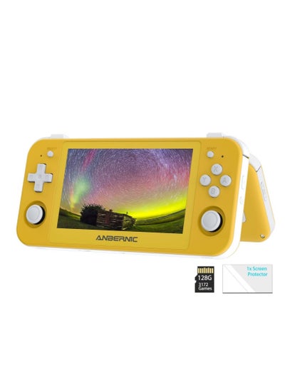 Buy RG505 Retro Game Handheld Game Console with 128GB TF-card Built-in 3000+ Games, 4.95-inch OLED Touch Screen with Android 12 System, Unisoc Tiger T618 and Compatible with Google Play Store (Yellow) in Saudi Arabia