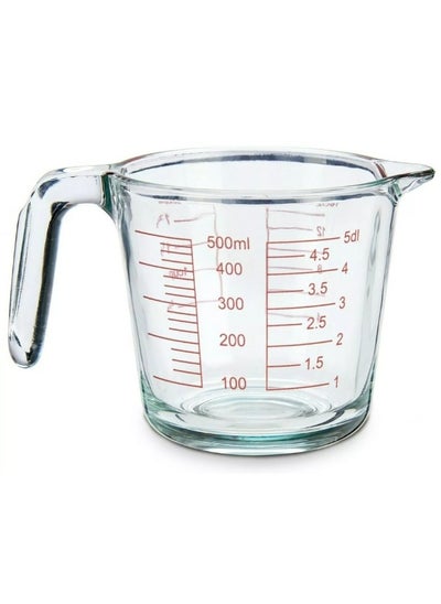 Buy Glass Measuring Cup for Home Food, Milk Cup with High Temperature Resistant Scale, Suitable for Egg Cup for Baking in Kitchen and Microwave (500ml) in Egypt