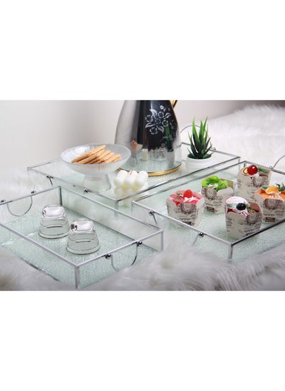 Buy Luxurious royal serving trays set with silver handles. Great addition. 3Pcs in Saudi Arabia