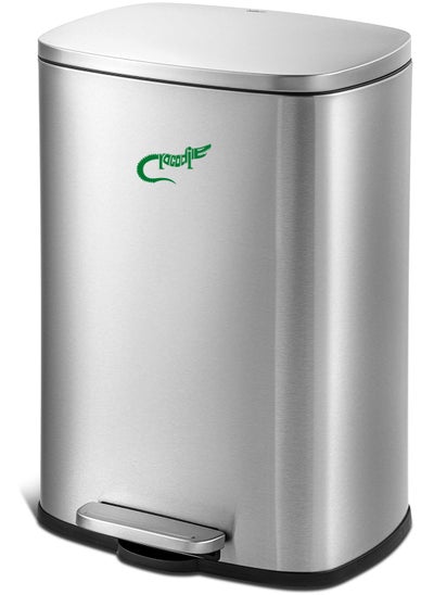 Buy CROCODILE تمساح Stainless Steel Trash Can, Soft-Close Lid & Durable Foot Pedal, Smudge-Resistant Trash Can, 12 Liter/3.1 Gallon Capacity, 2 Years Warranty in UAE