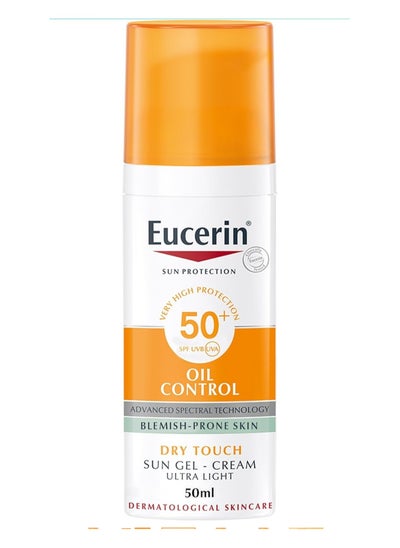 Buy Eucerin face  Sunscreen Oil Control Gel-Cream Dry Touch, High UVA/UVB Protection, SPF 50+, Light Texture Sun Protection, Suitable Under Make-Up, for Blemish-Prone Skin, 50ml in Saudi Arabia