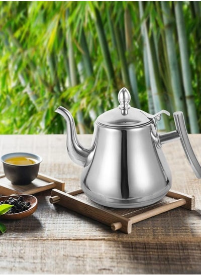 Buy Elegant Design Teapot Stainless Steel Silver Teapot with Filter Infuser Tea Pot Water Kettle Stovetop Coffee for Home Hotel Restaurant Stainless 1.0L in Saudi Arabia