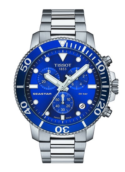 Buy Seastar 1000 Quartz Chronograph Blue Dial Silver Steel Strap Watch For Men - T120.417.11.041.00 in Saudi Arabia