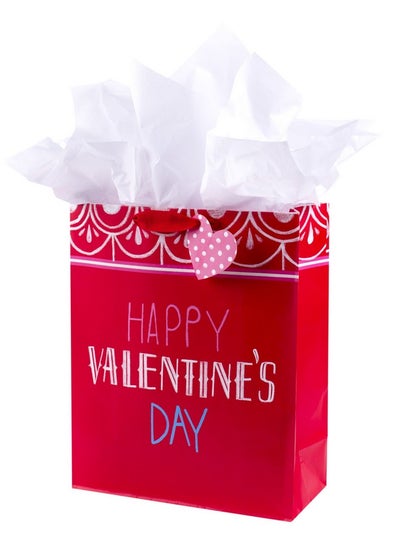 Buy 15" Extra Large Gift Bag With Tissue Paper (Happy Valentine'S Day) For Kids Teachers Spouses in UAE