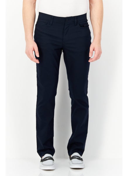 اشتري Men Regular Fit Plain Chino Pants, Navy Blue في الامارات