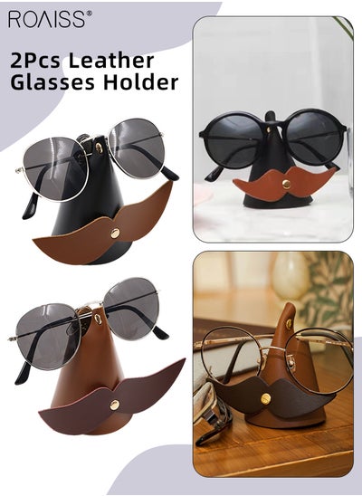 Buy 2Pcs PU Leather Eyeglass Holder Stand Creative Nose Beard Shaped Sunglasses Display Stand Rack for Eyewear Glasses Home Desk Table Decor Retail Shop in Saudi Arabia