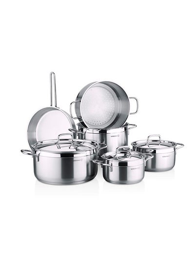 Buy Korkmaz Alfa Plus Couscous 10 Pcs Cookware Set | Granite Cookware Sets | Induction Base Cookware Pots And Pans Set in UAE