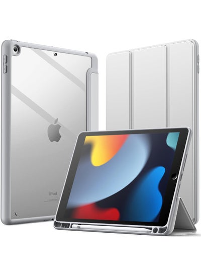 اشتري حافظة لجهاز iPad 10.2 بوصة (الجيل التاسع/الثامن/السابع 2021/2020/2019) مع حامل قلم رصاص وغطاء خلفي شفاف وشفاف وغطاء نحيف مضاد للصدمات وغطاء لوحي للاستيقاظ/النوم التلقائي في السعودية