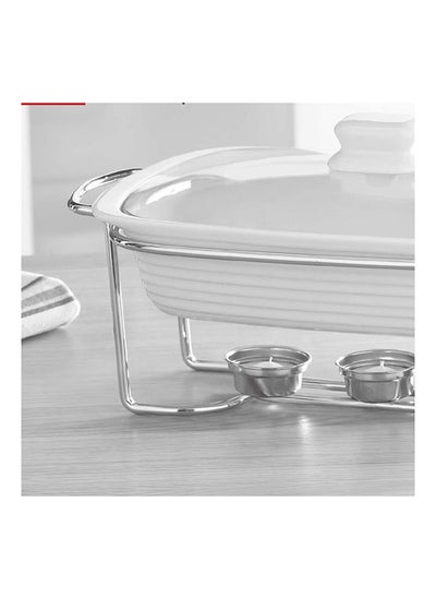 Buy Pristine Rect.Casserole 3.15L Porcelain Modern Houseware Serving Platter L 39x39cm White in UAE