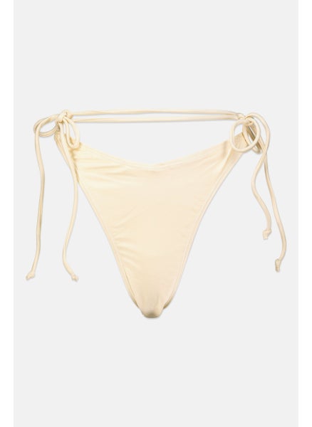 اشتري Women Plain Tie Side Bikini Bottom, Cream في الامارات