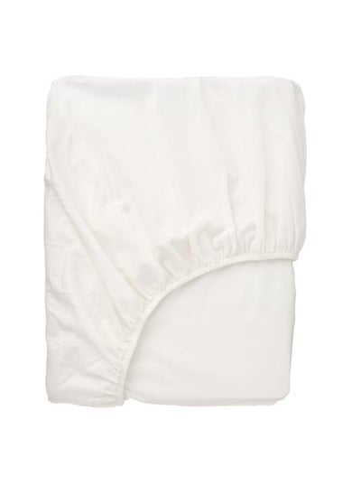 Buy Fitted Sheet, White, 140X200 Cm in Saudi Arabia