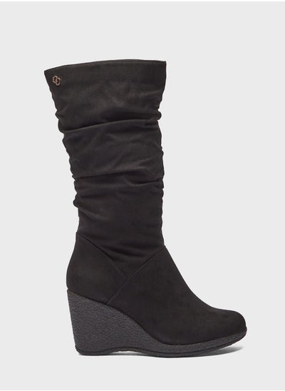 اشتري Pointed Toe Mid Heel Knee Boots في الامارات