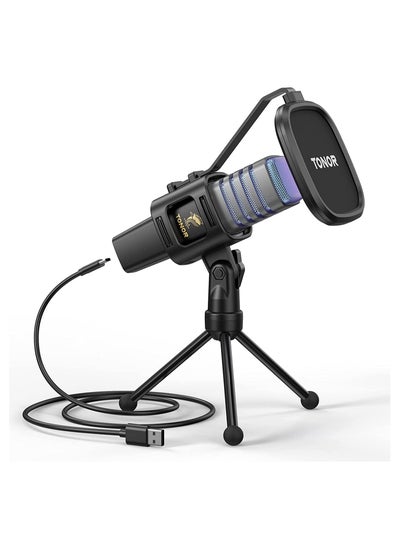 اشتري Gaming USB Microphone, PC RGB Microphone, Streaming Podcast Studio Cardioid Pattern Condenser Mic Sets with Microphone Stand for Game, YouTube, Conference, Singing, Micro for PS4 PS5, TC30S في الامارات