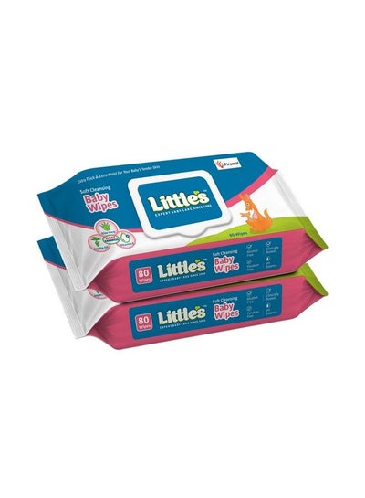 Buy Soft Cleansing Baby Wipes Lid Pack 80 Wipes (Pack Of 2) in UAE