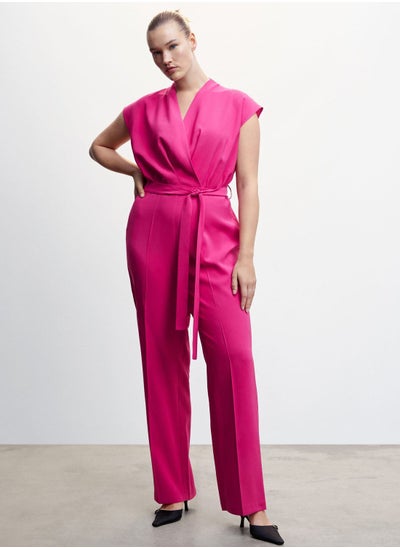 Buy Belted Surplice Neck Jumpsuit in UAE