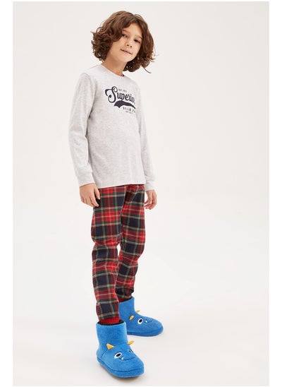 اشتري Boy Regular Fit Crew Neck Long Sleeve Homewear Knitted Pyjamas - 2 Pieces في مصر