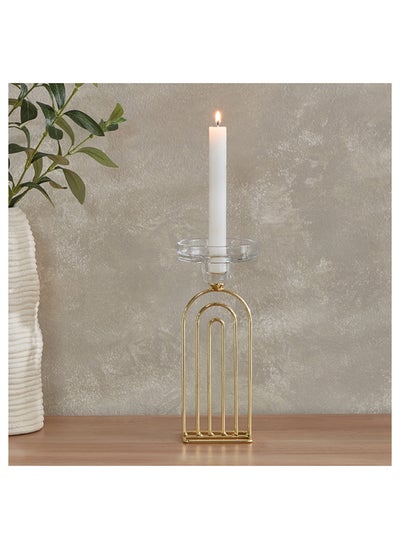 Buy Blenko Metal Ribbed Candleholder with Glass Top 7.8 x 22.8 x 6 cm in UAE