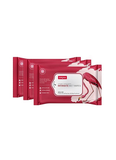 اشتري Pack Of 3 Natural Intimate Wipes With Fruits and Aloe Vera Extracts For Daily Use, 10 Count في الامارات