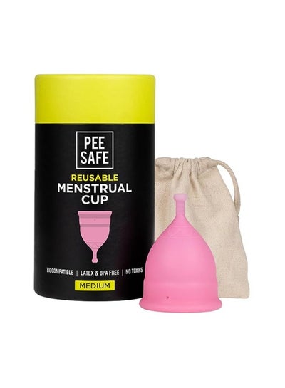 Buy PEESAFE Reusable Menstrual Cup for Women Medium Size with Pouch in UAE