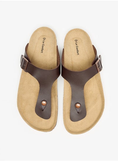 Buy Men Buckle Detail Slip-On Sandals in Saudi Arabia