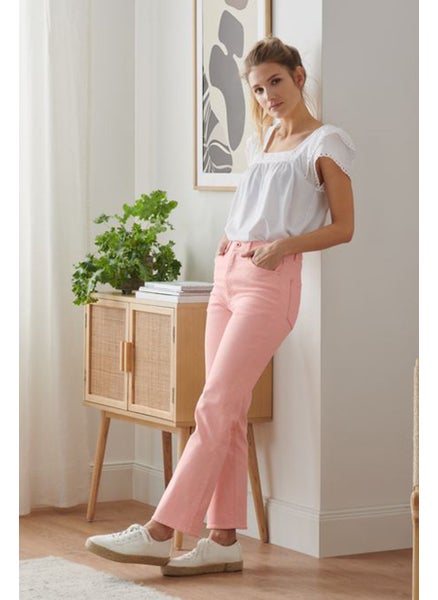 Buy Women Regular Fit Belt Loops Plain Jeans, Pink in UAE