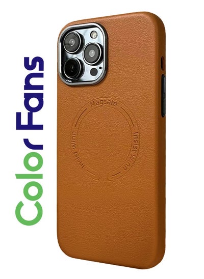 Buy Case for iPhone 13 Pro Max Fashion Leather Magnetic Cover Orange in Saudi Arabia