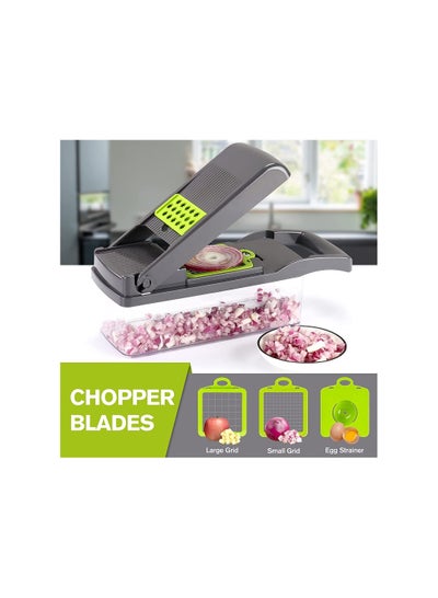 Buy 11-Piece Fruit And Vegetable Chopper And Slicer Set White/Green in UAE