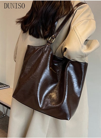 Buy Women's Shoulder Tote Bag Faux Leather Handbag for Women Large Capacity Messenger Fashionable Travel Shoulder Bag for Ladies Girls College Students in Saudi Arabia