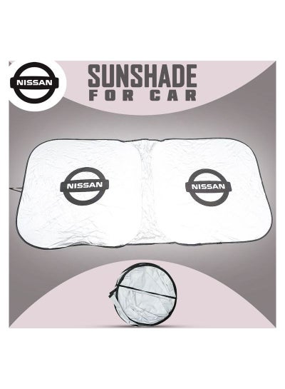 Buy NISSAN Car Sun Shade UV Rays and Heat Protector Sun Visor Foldable Keep Your Vehicle Cool Blocks UV Rays, Car Windshield Sunshade in Saudi Arabia